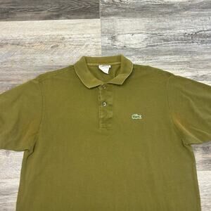 Lacoste Olive Green Mens 5 Crocodile Logo Short Sleeve Pique Tennis Polo Shirt L